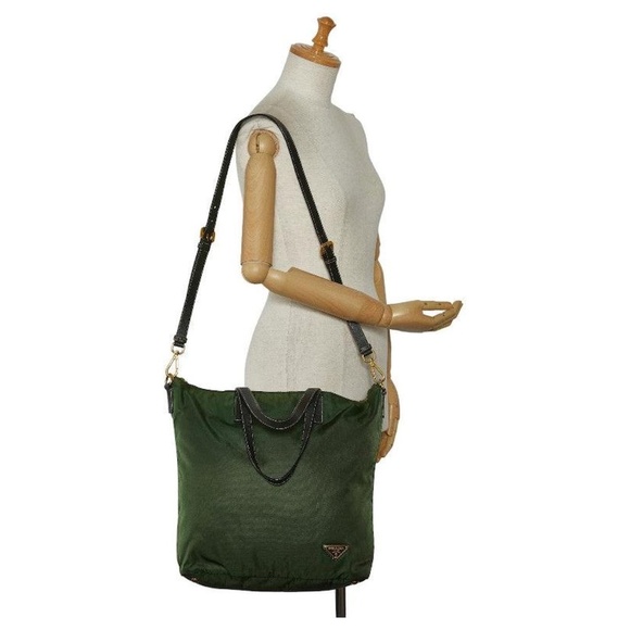 Authentic Prada Saffiano-Trimmed Tessuto Tote Bag Green - Picture 3 of 15
